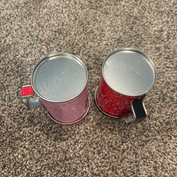 Pepe Le Pew and Cat Salt Pepper Shakers Looney Tunes Pink Black Tin w Covers Set - Picture 4 of 6